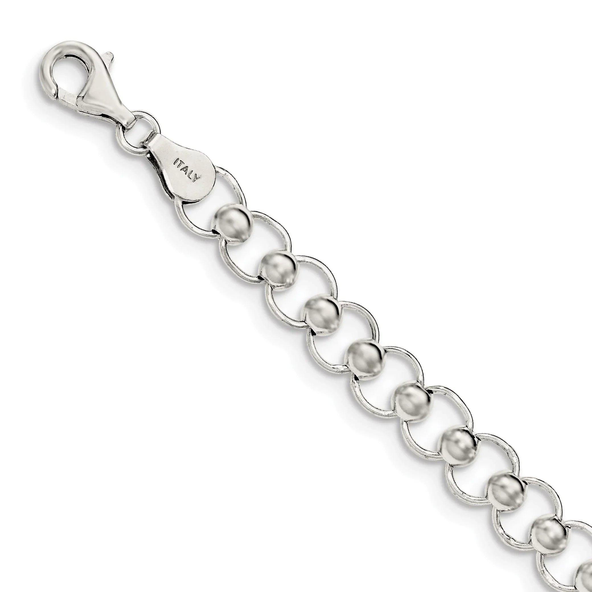 925 Sterling Silver Fancy Lobster Closure Polished Beaded Bracelet 7.5 Inch Jewelry Gifts for Women