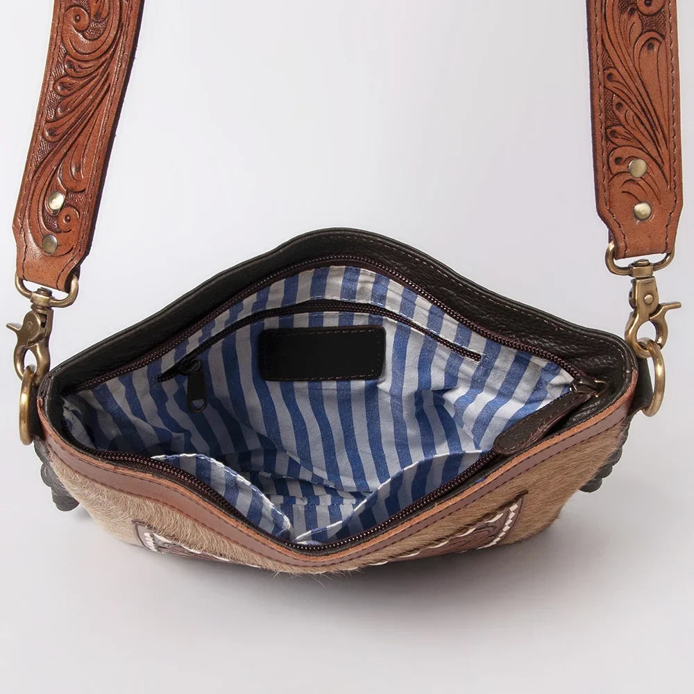 KBK105  Hand Tooled Hair-on Genuine Leather women bag western handbag purse