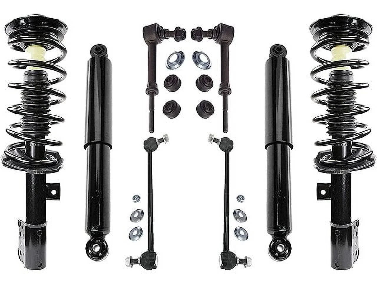 Front and Rear Shock Strut Coil Spring and Sway Bar Link Kit - 8 Piece - Compatible with 2008 - 2017 Chevy Equinox (Models without 19 Inch Wheels and Sport Suspension Only) 2009 2010 2011 2012