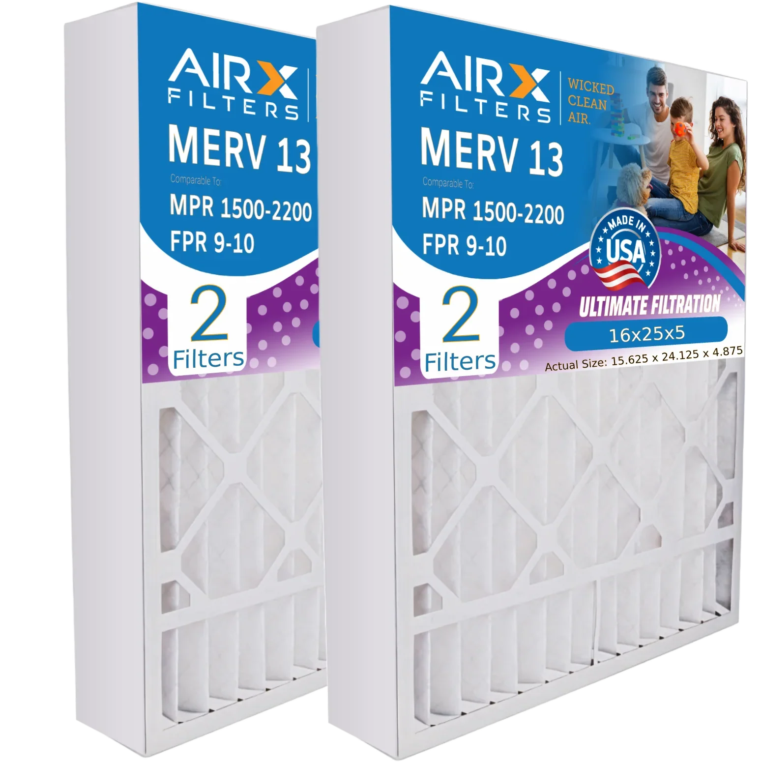 16x25x5 Air Filter  13 Comparable to  1500 - 2200 &  9 Compatible with ReservePro 4511 Premium  Made 16x25x5 Furnace Filter 2 Pack by     .