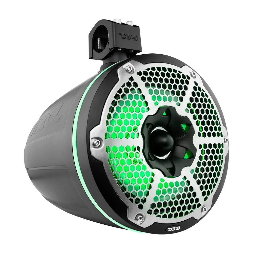 DS18  10" Neodymium Marine Towers w/Built-In Passive Radiator, 1" Driver &amp;   Lights - 900W - Black