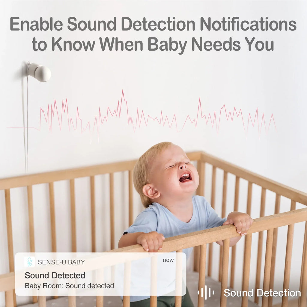 Sense-U Smart 2K Video Baby Monitor(& Eligible) with No Monthly Fee, Pan-Tilt-Zoom, Person/Baby Crying Sound/Motion Detection, 2-Way Talk, Night Vision, Background Audio, Activity Zone