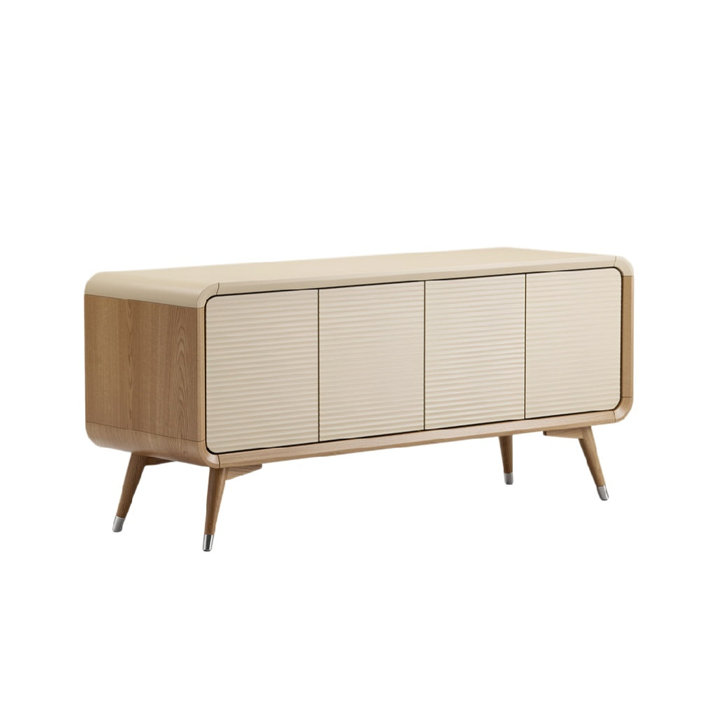 Modern Minimalist Sideboard with Wood Finish and Slatted Design