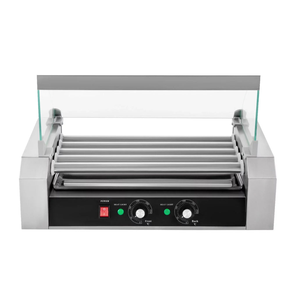 110V Sausage Grilling Machine Set 12-Hot Dog Holds 0-250℃ W/5 Stainless Rollers