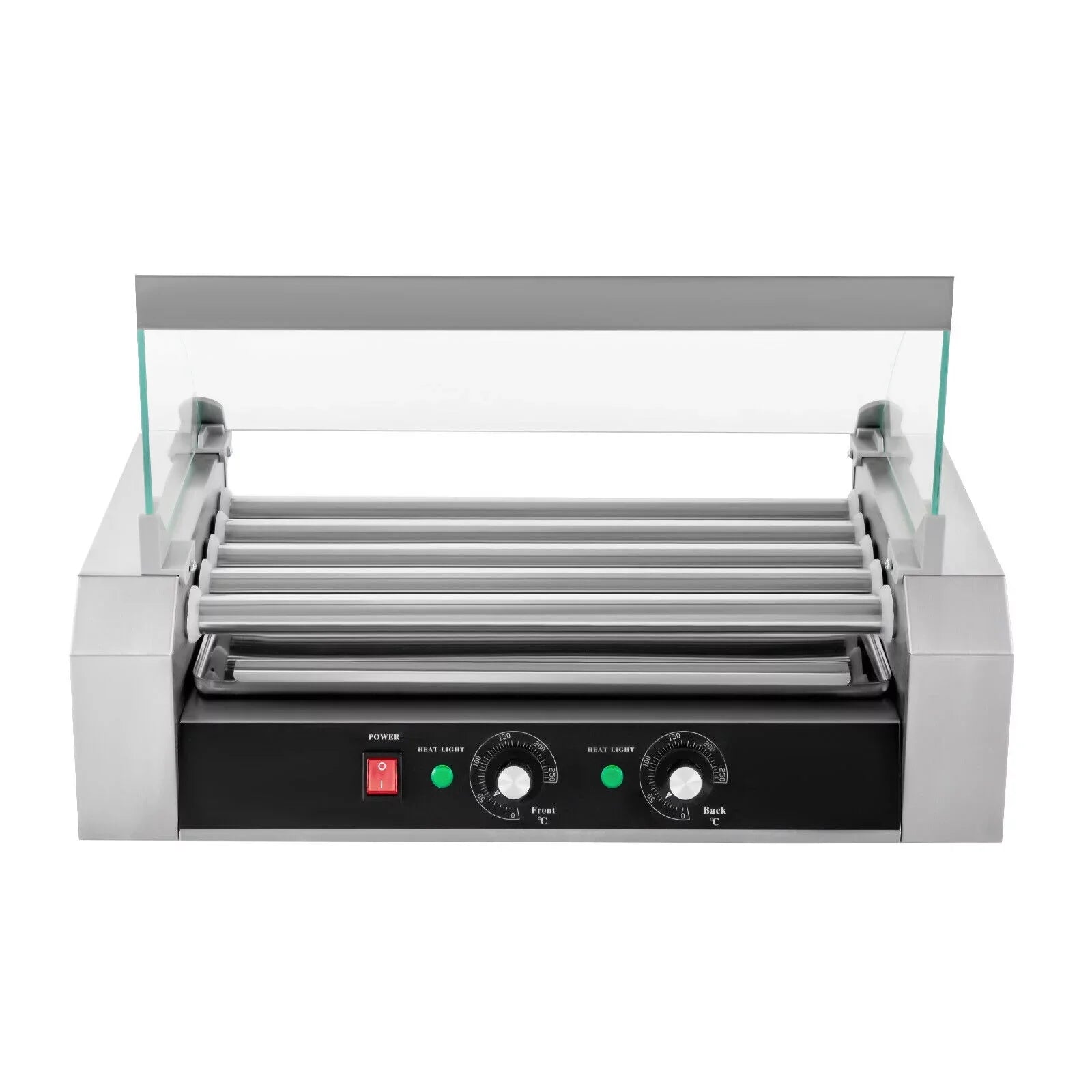 110V Sausage Grilling Machine Set 12-Hot Dog Holds 0-250℃ W/5 Stainless Rollers