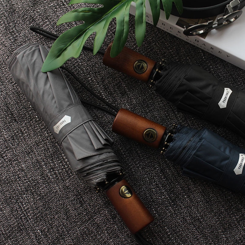 Umbrella Men Business 10 Ribs Wood Handle Golf Sun Umbrellas Windproof Anti  Parasol Clear Umbrella UPF50+