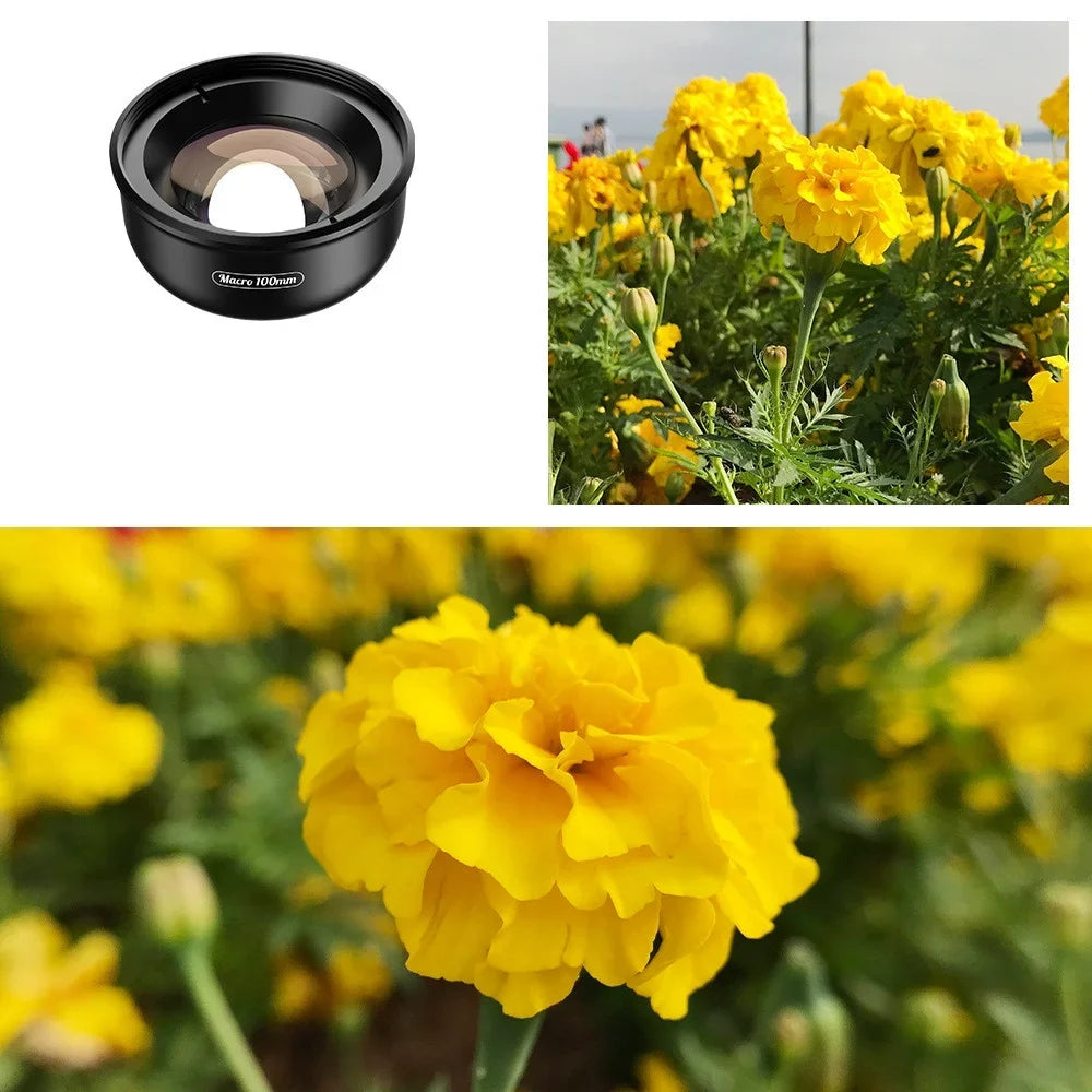 Aluminum Alloy 4K  Detachable Clip Cellphone Macro Camera Lens 40MM-70MM Shooting Distance Multi-Layer Optical Coated External Lens Accessory