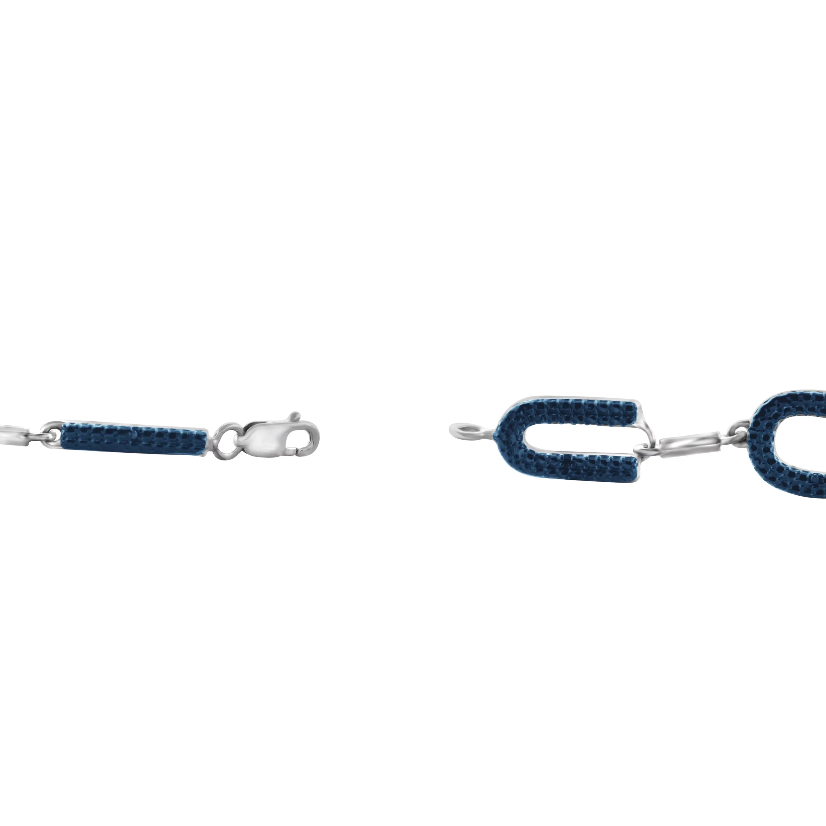 Sterling Silver Round-cut Blue Diamond Accent Letters of 'Love' Bracelet - White
