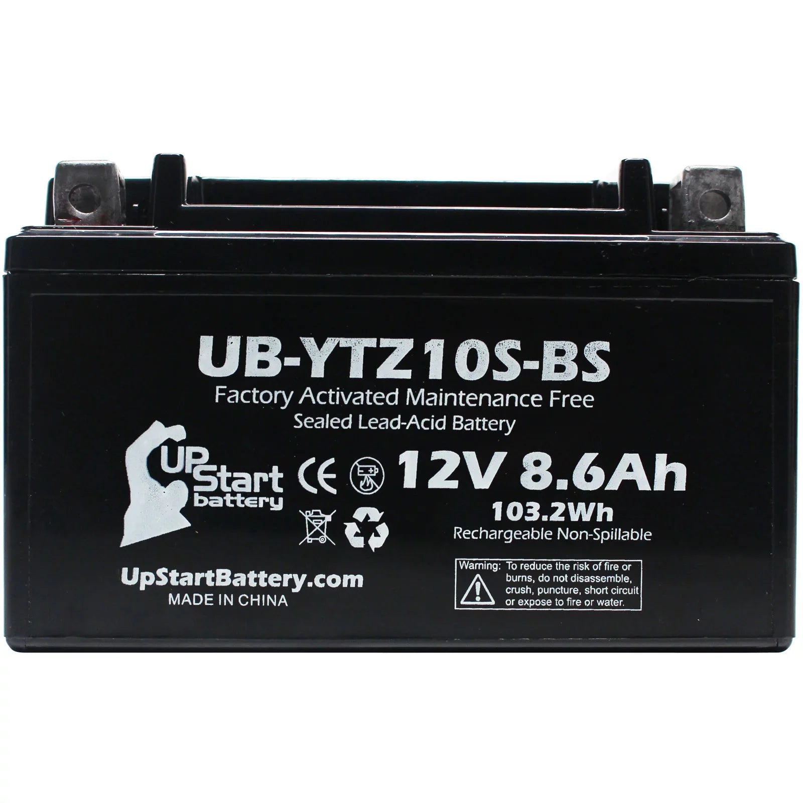 5-Pack UpStart Battery Replacement for 2011 Yamaha FZ8 800CC Factory Activated, Maintenance Free, Motorcycle Battery - 12V, 8.6Ah, -YTZ10S-