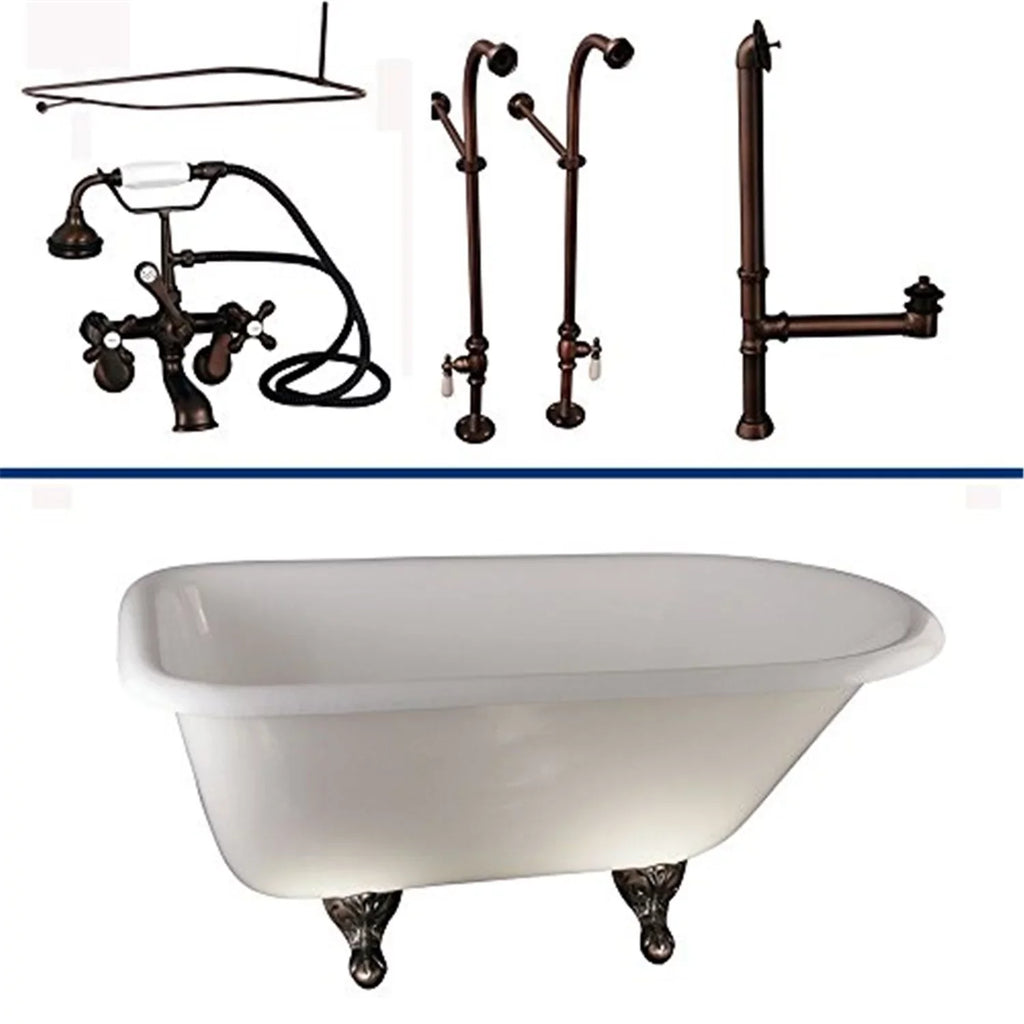 TKCTRN60-ORB4 Tub Kit 60  Roll Top  Shower Rd  Filler  Supplies  Drain-Oil Rubbed Bronze