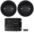 (2) Polk Audio MM1042DVC 10” 1200w Car/Marine Audio Subwoofers Subs+Crossover