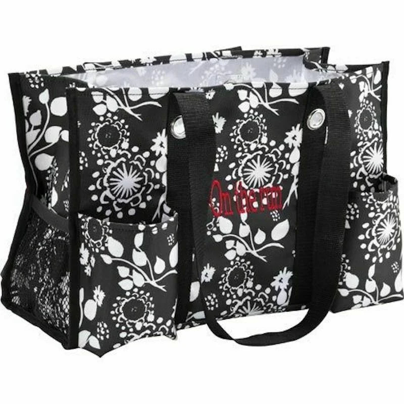 New Organizing Utility Picnic Lunch Mummy Tote 31 Gift Shoulder Bag In Black Brushstrokes