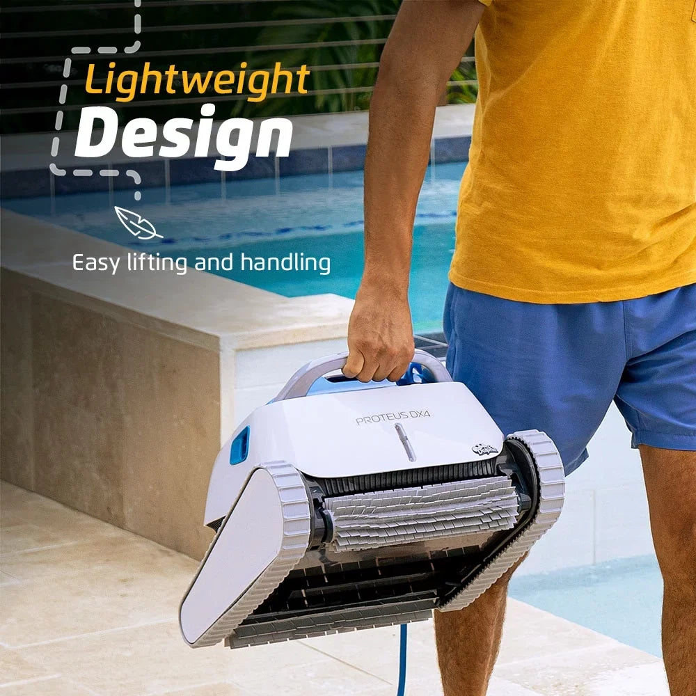 Dolphin Proteus DX4 Robotic Pool Vacuum Cleaner — Wall Climbing Capability — Powerful Waterline Scrubbing — Ideal for All Pool Types up to 50  in Length