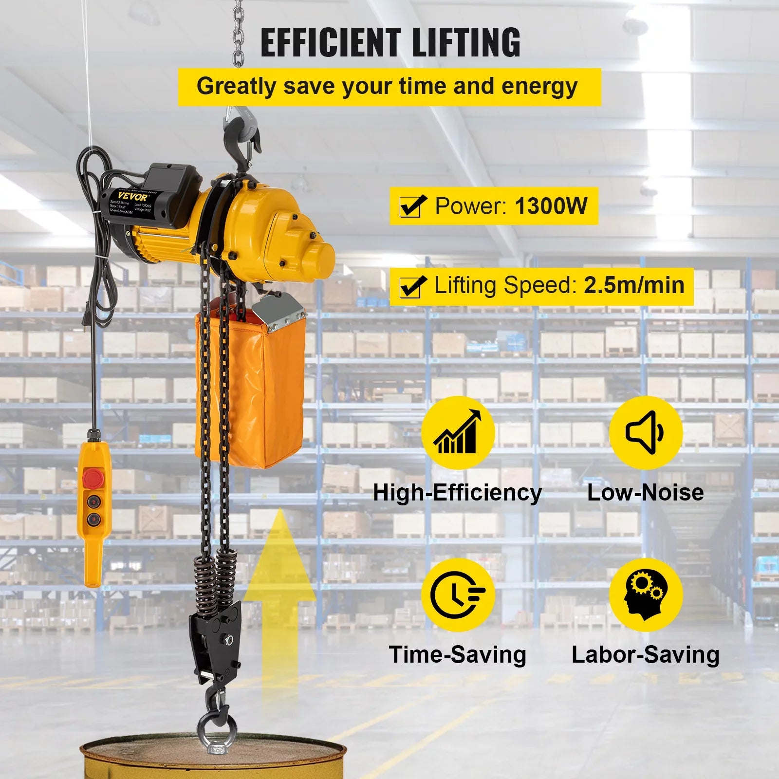 Lift Electric Hoist, 2200 lbs Electric Winch w/ 10ft Wired Remote Control, 110V Overhead Crane Garage Ceiling Pulley Winch of 10ft Lift Height, Used In Factories, Warehouses, Construction