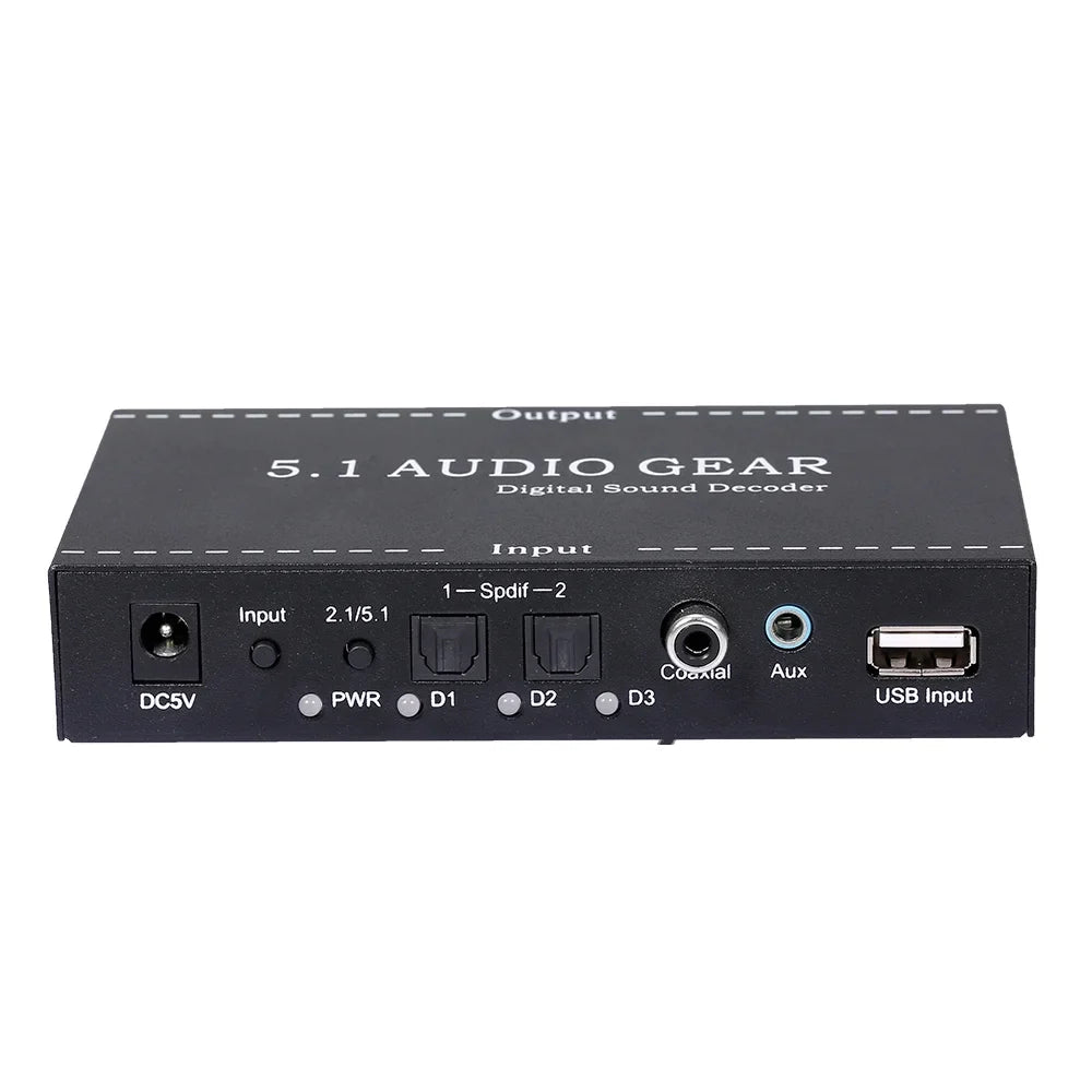 Anself -A6L 5.1 Audio Gear Digital Sound Decoder Audio Converter 3.5mm Audio Output Replacement for Dolby Digital -3 Plug