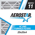 Aerostar 20x20x4   11, Pleated Air Filter, 20 x 20 x 4, Box of 1, Made in the