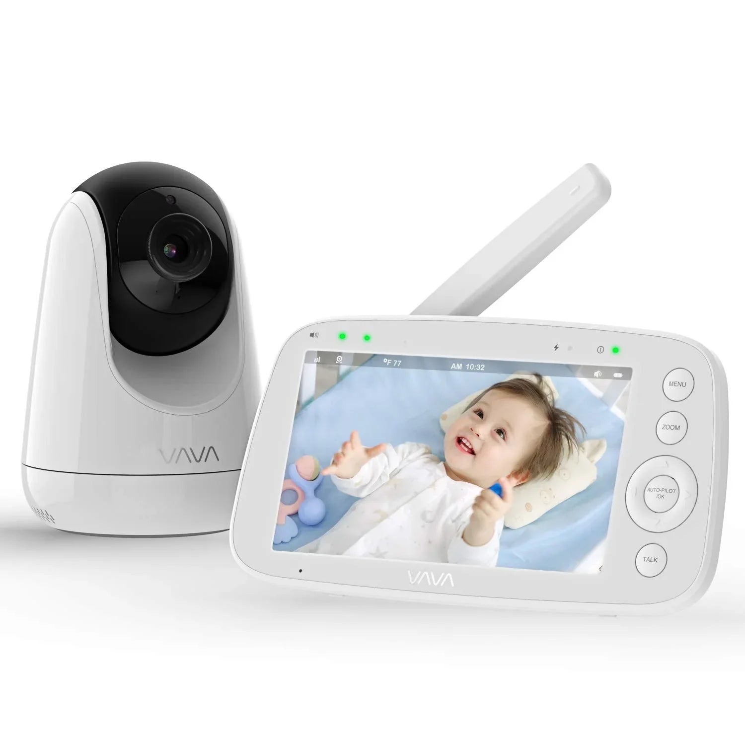 Video Baby Monitor with 5" 720P Handheld Screen and 2-Way Audio, White