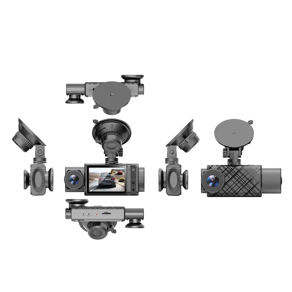 ammoon 3 Camera Dash Cam, Clear Car Rearview Mirror, Car Video Recording Camcorder, Auto Safety Driving Recorder