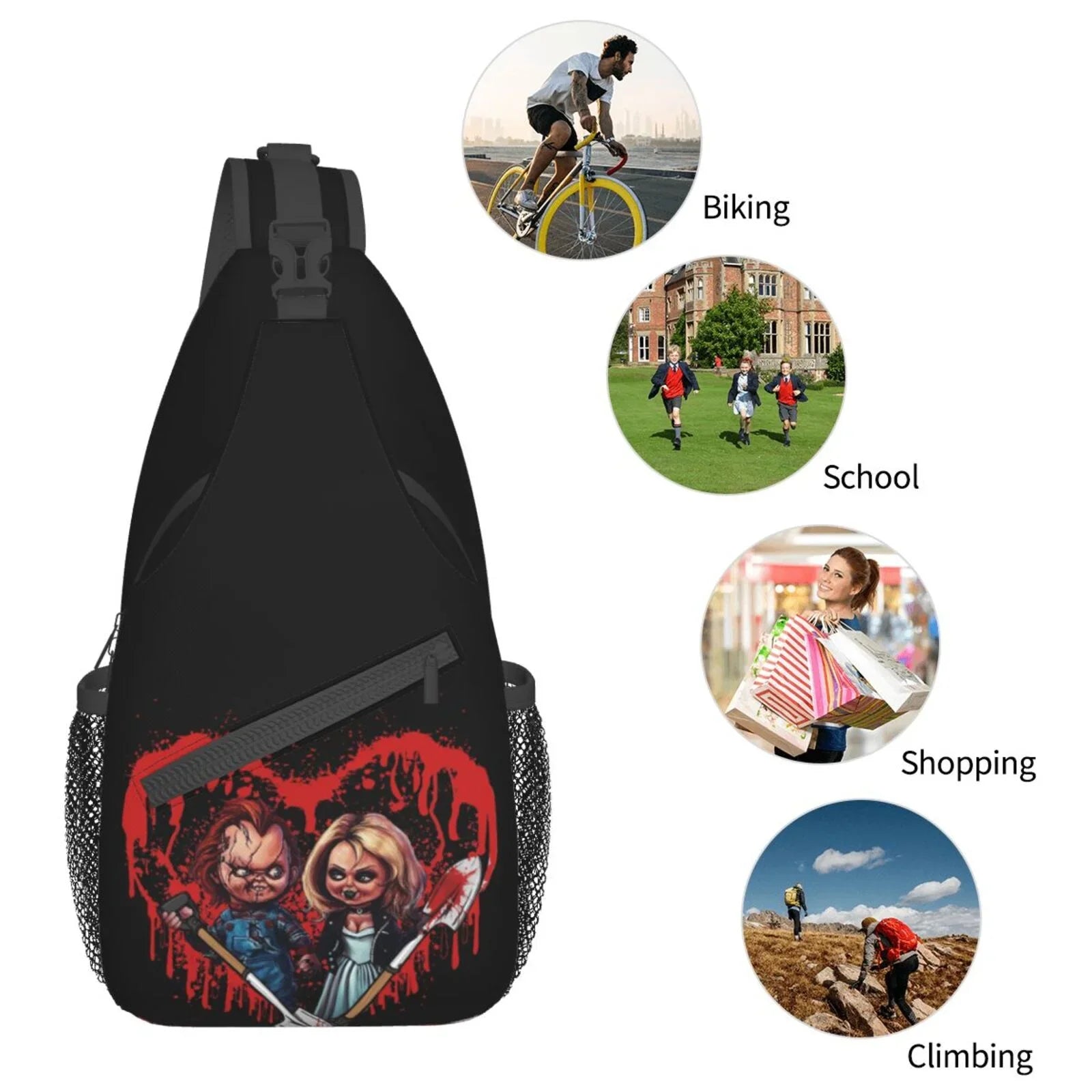 Bride Of Chucky Play Chest Bags Crossbody Sling Backpack Unisex Travel Hiking Daypack Shoulder Bag Gifts For Women Men