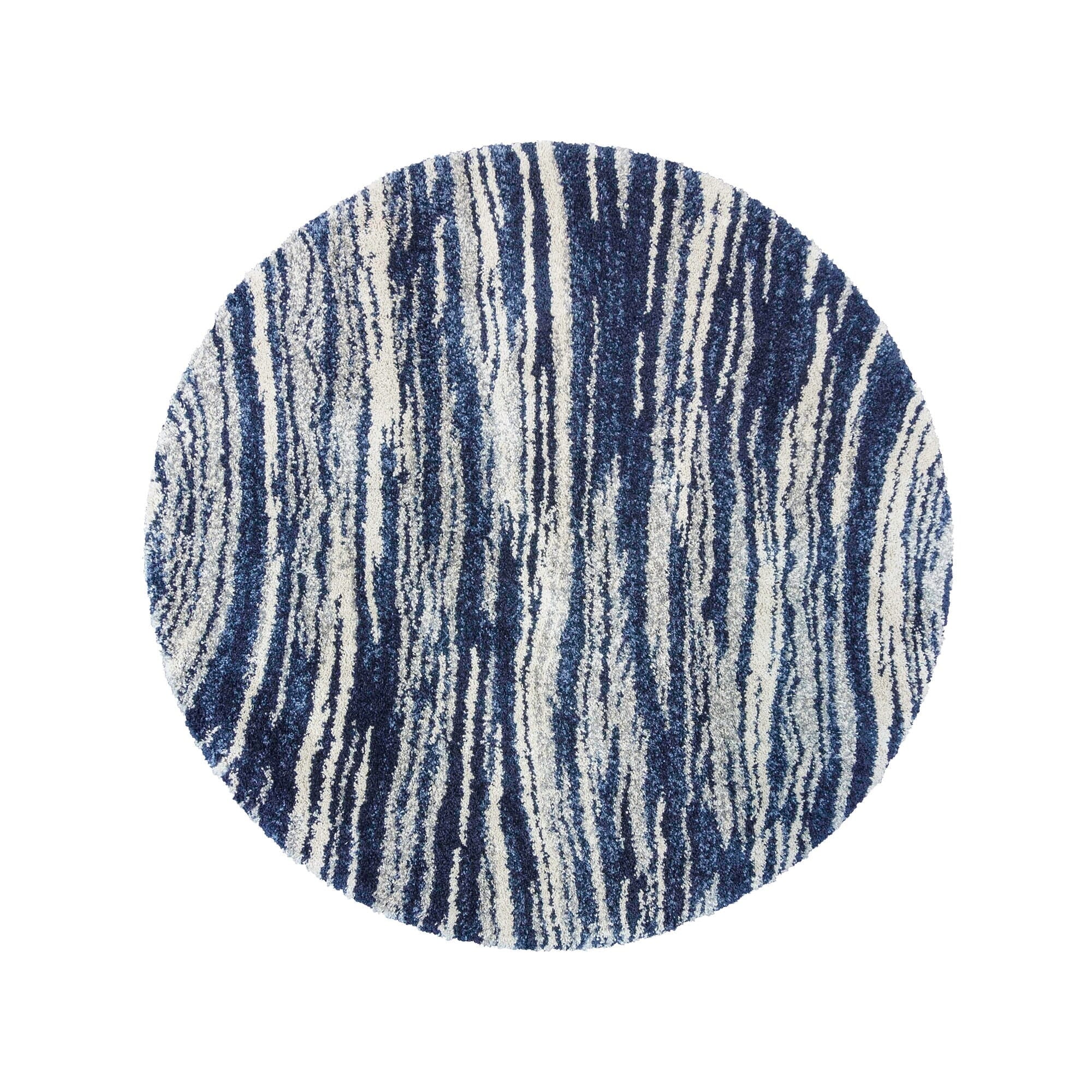 Gertmenian Ultimate Shag Whipt Blue Plush Shag Area Rug 7'10" 8' Round