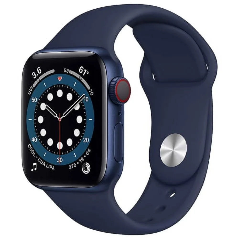 Pre-Owned Apple Watch Series 6 44mm  + Cellular Unlocked - Blue Aluminum Case - Navy Sport Band (2020) - Fair