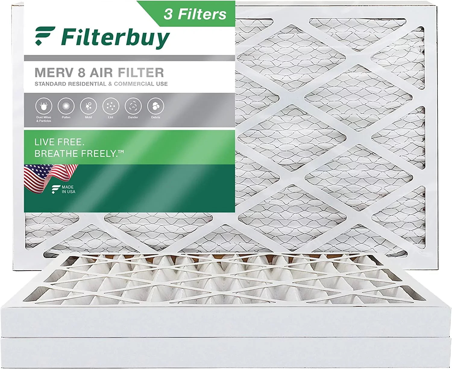 Filterbuy 20x32x2  8 Pleated   Furnace Air Filters (3-Pack)