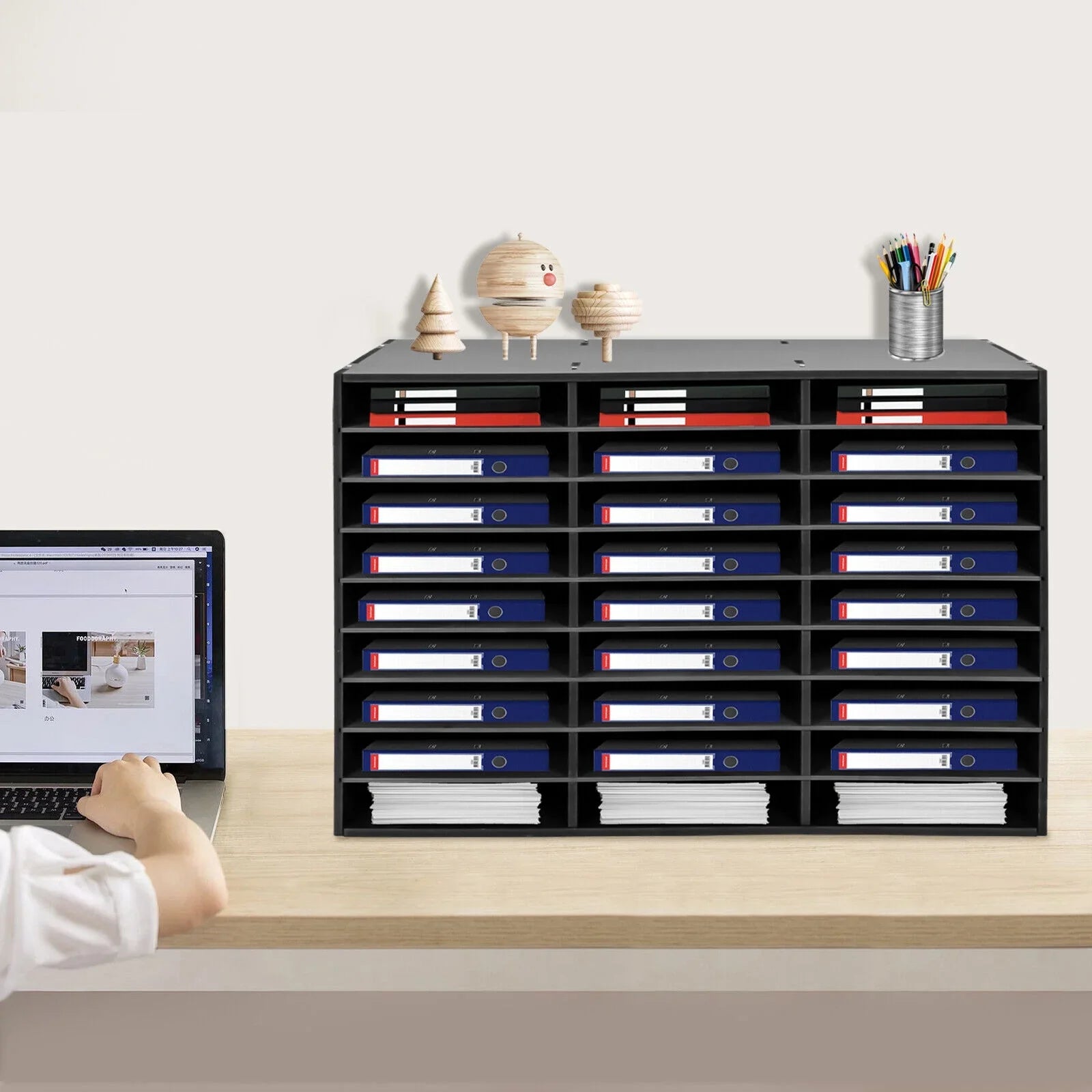 27 Slots File Sorter Literature Organizer Mail Paper Storage Holder Open Design