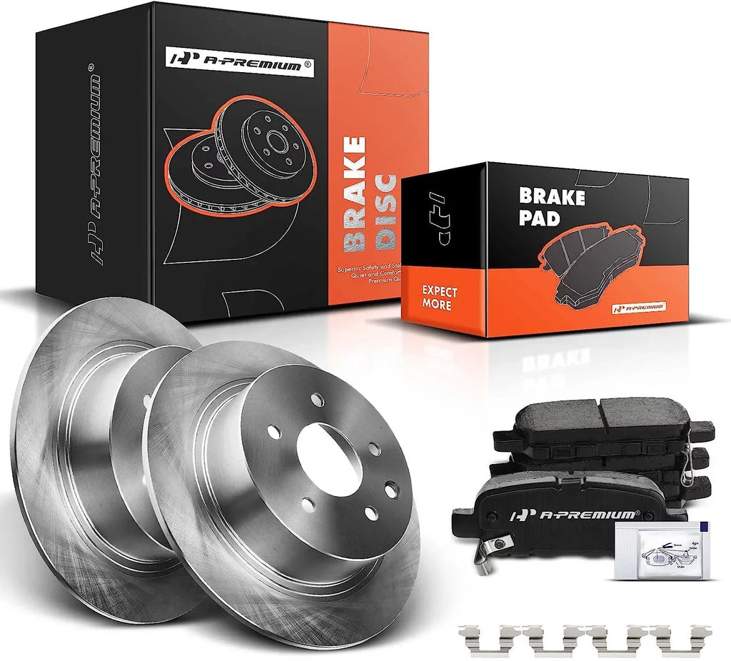 A-Premium 11.48 inch(292 mm) Rear Solid Disc Brake Rotors + Ceramic Pads Kit Compatible with Select Nissan Models - Altima 2002-2020, Juke 2011-2017, Maxima 2004-2008, Sentra 2007-2019, 6- Set