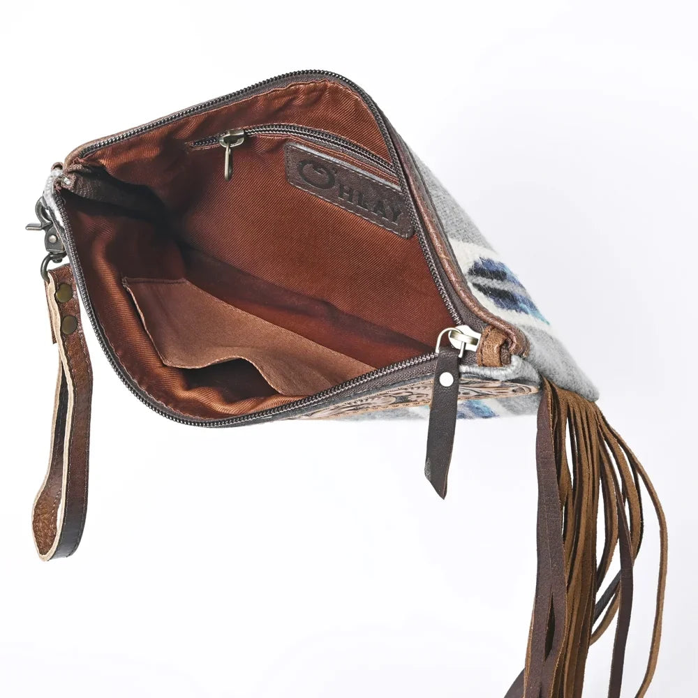 Hand Tooled Upcycled Wool  Genuine Leather women bag western handbag purse