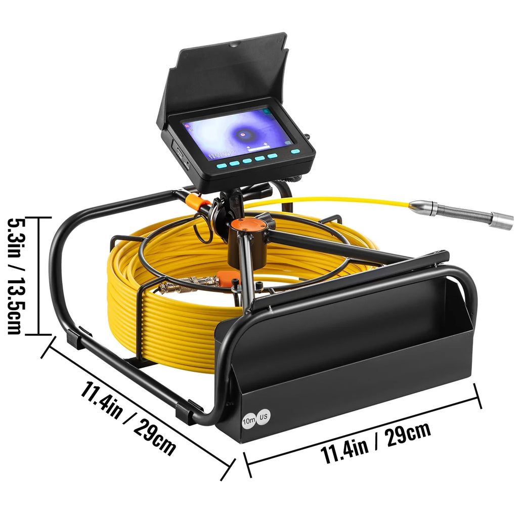 Sewer Camera 32.8FT Cable Pipeline Inspection Camera 4.3 in.   Monitor Pipe Camera Screen Waterproof IP68 Duct Inspection Camera with 6PCS LEDs 8500MAH Lithium Battery,  Function 10M