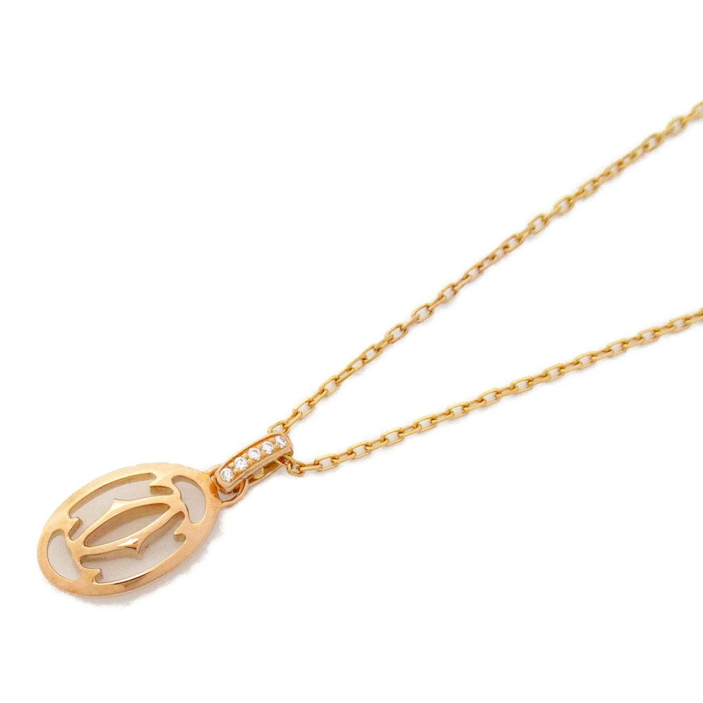 Pre-Owned  Logo double diamond Necklace Necklace Clear  K18PG(Rose Gold) Clear (Good)