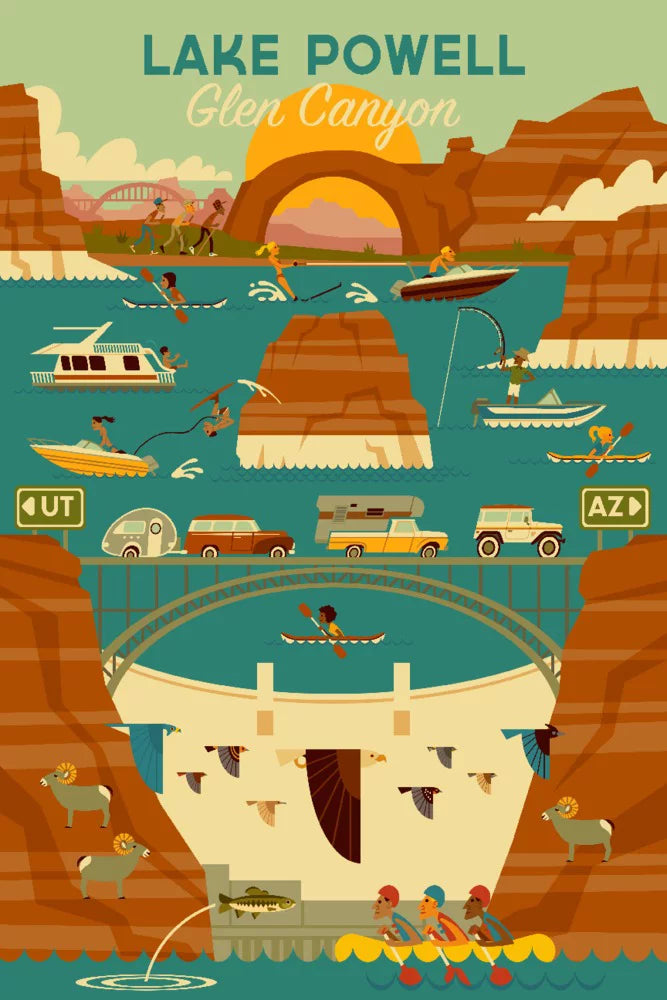 Lake Powell, Arizona, Glen Canyon Dam, Geometric (19x27 inches, Premium 500 Piece Jigsaw Puzzle for Adults and Family, Made in )