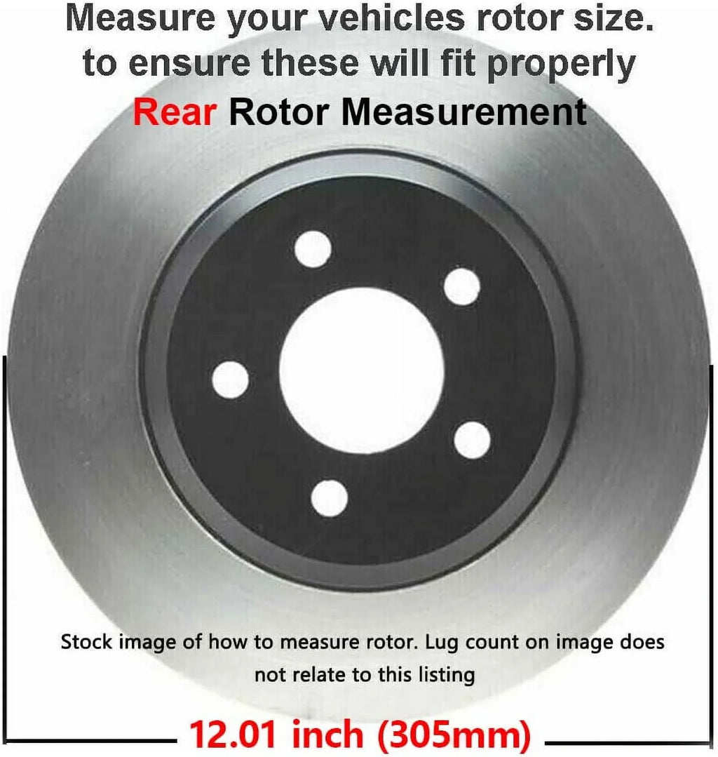 Detroit Axle - Rear Brake Kit for Dodge Grand Caravan Journey Chrysler Town & Country  Routan Ram C/V [w/ Piston Calipers] Disc Brake Rotors Replacement Ceramic Brakes Pads: 12" inch Rotor