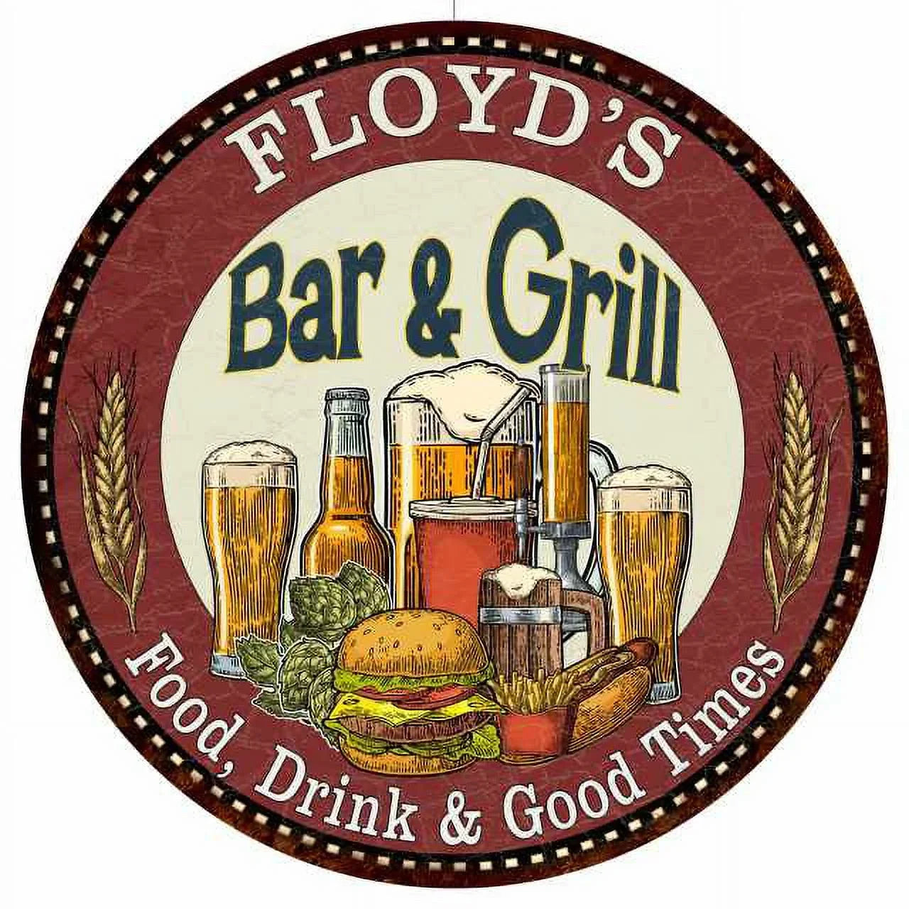 'S Bar and Grill 12" Round Metal Sign Kitchen Wall Decor 200120020165