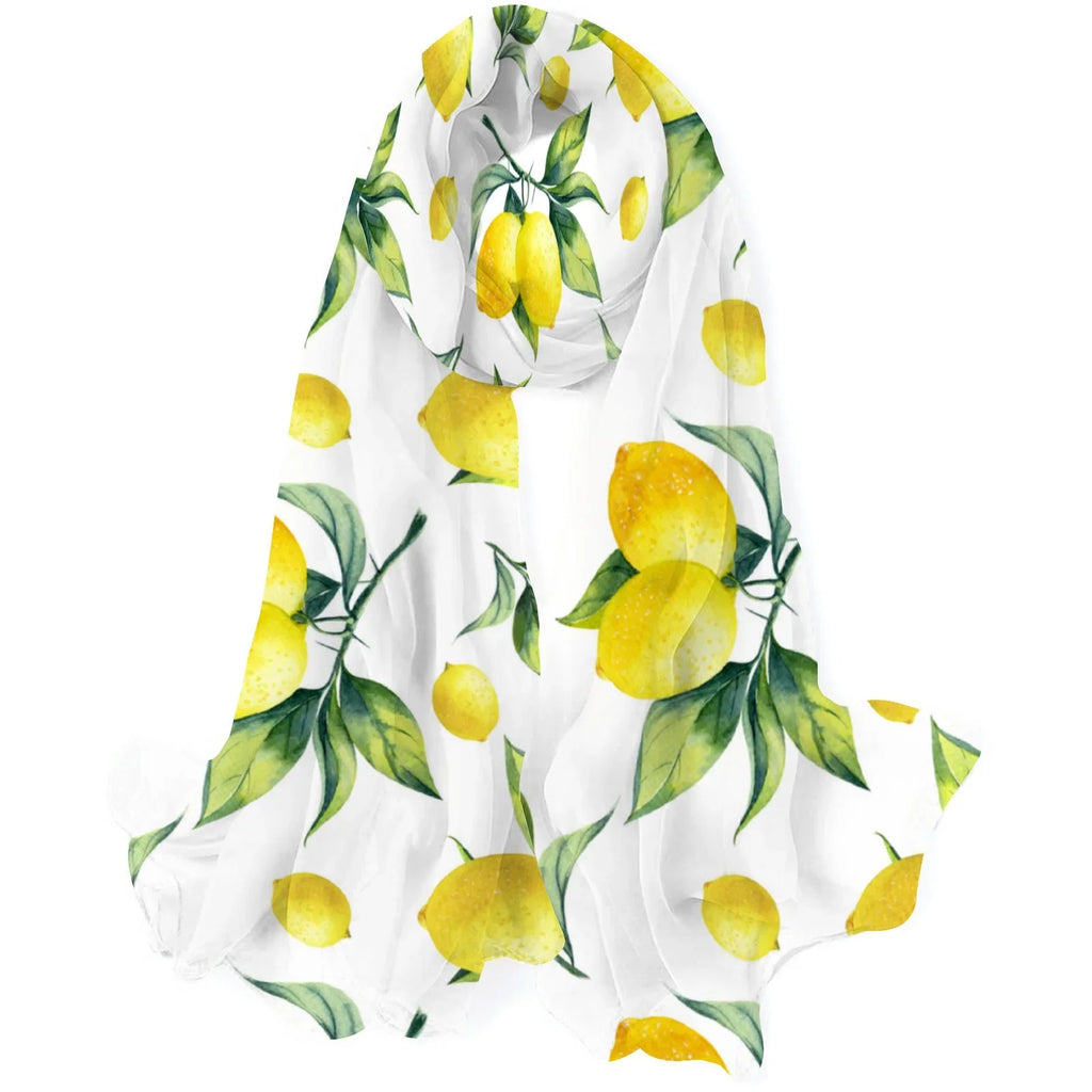 Lemon Silk Long Scarf for Women Large Oblong Sunscreen Shawls Wraps Neck Headscarf Hair Wraps Gift Packed