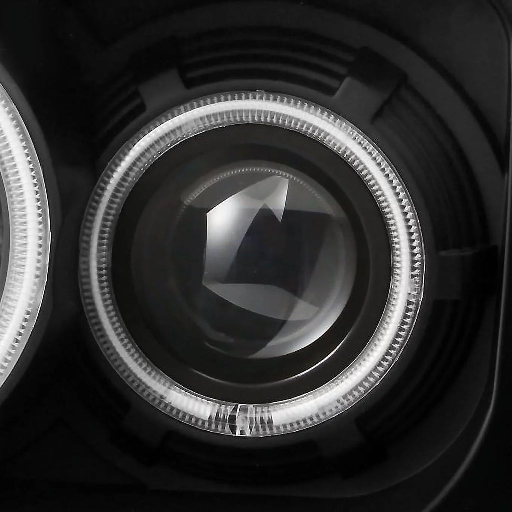 '- For 2007-2012 Nitro Dual  Halo Black Projector  Signal Headlights + Dark Red Tail Lights Combo