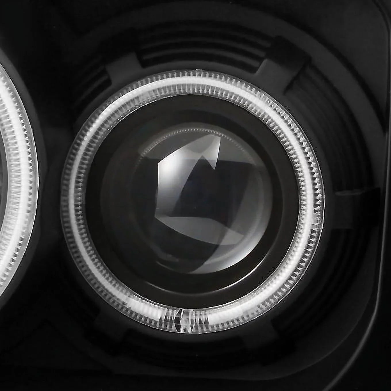 '- For 2007-2012 Nitro Dual  Halo Black Projector  Signal Headlights + Dark Red Tail Lights Combo