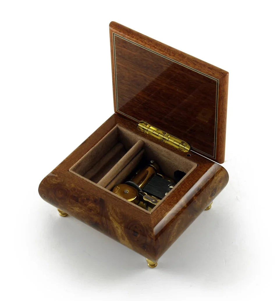 Handcrafted 18 Note Sorrento Music Box with Christmas Theme Wood Inlay of a Christmas Wreath - .0 Holy Night
