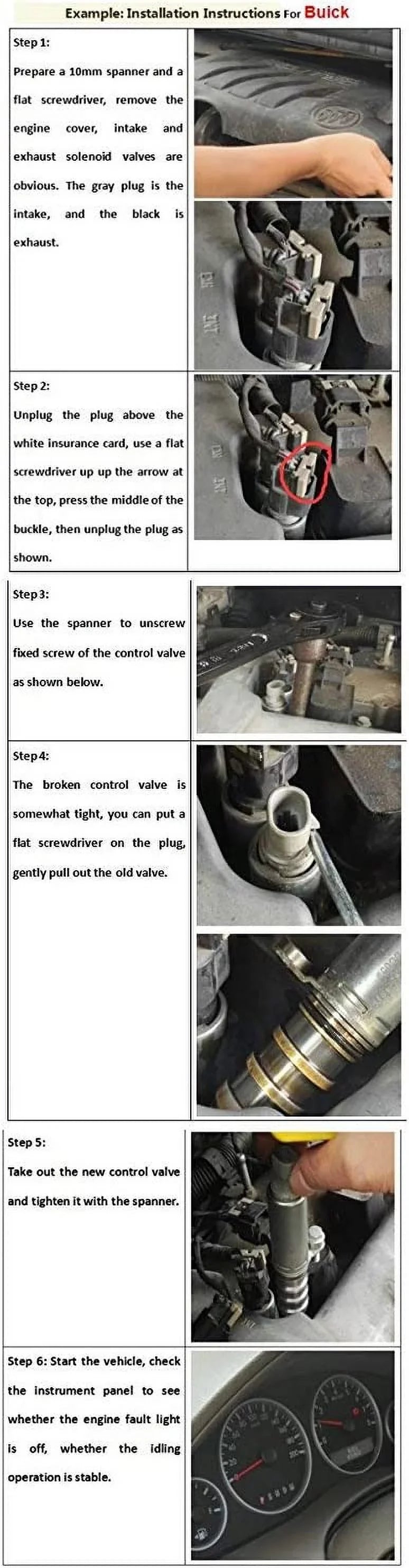 [2 Pcs] Intake + Exhaust Camshaft Position Actuator Solenoids For  Chevy Malibu  Buick Pontiac 2.0L 2.2L 2.4L 12655420 12655421
