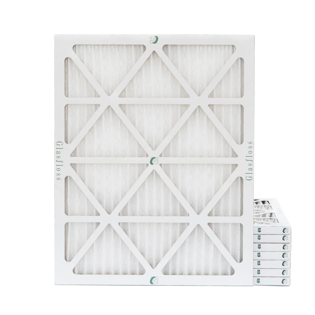 20x25x1  10 Pleated  Furnace Air Filters by Glasfloss Industries. ( 8 Pack ) Exact Size: 19-1/2 x 24-1/2 x 7/8
