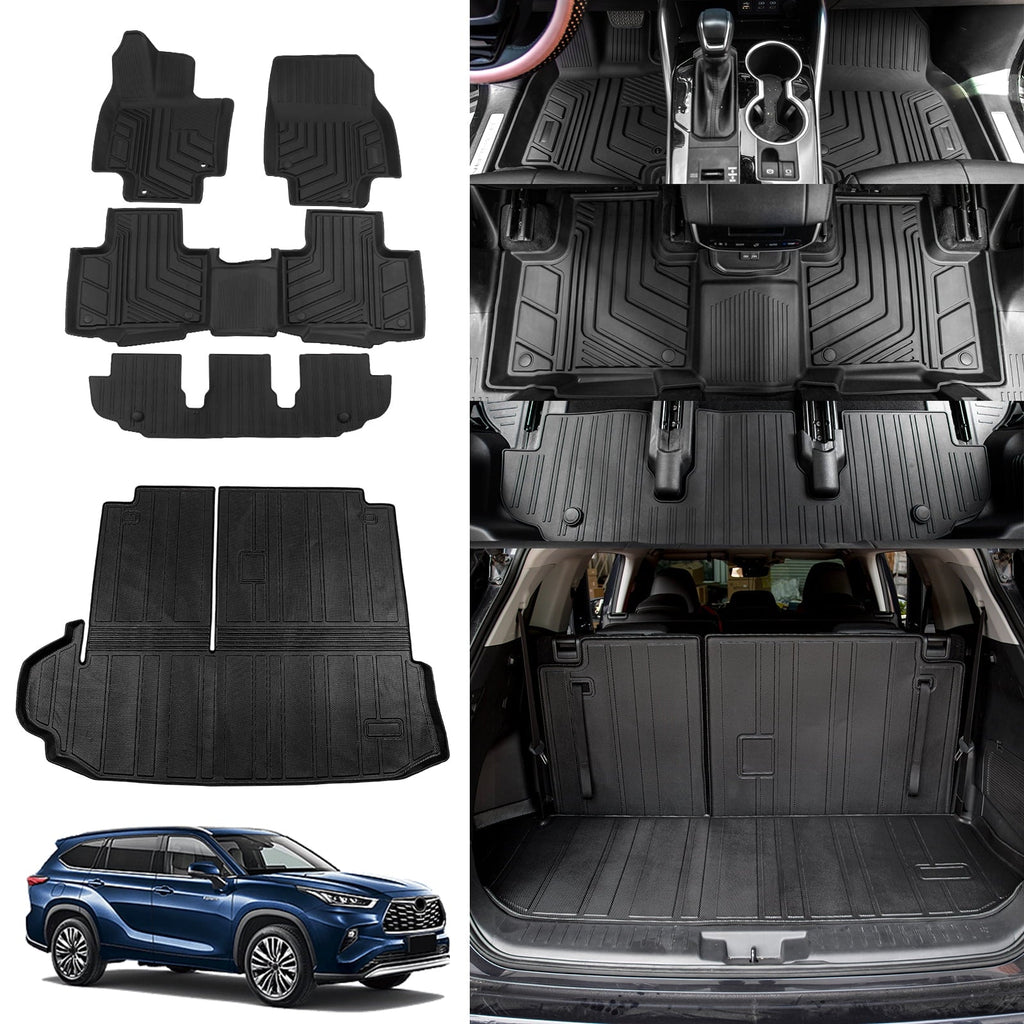 Fit 2020-2024 Toyota Highlander Trunk Mat Cargo Mat with Backrest Mats 2023 Highlander Accessories