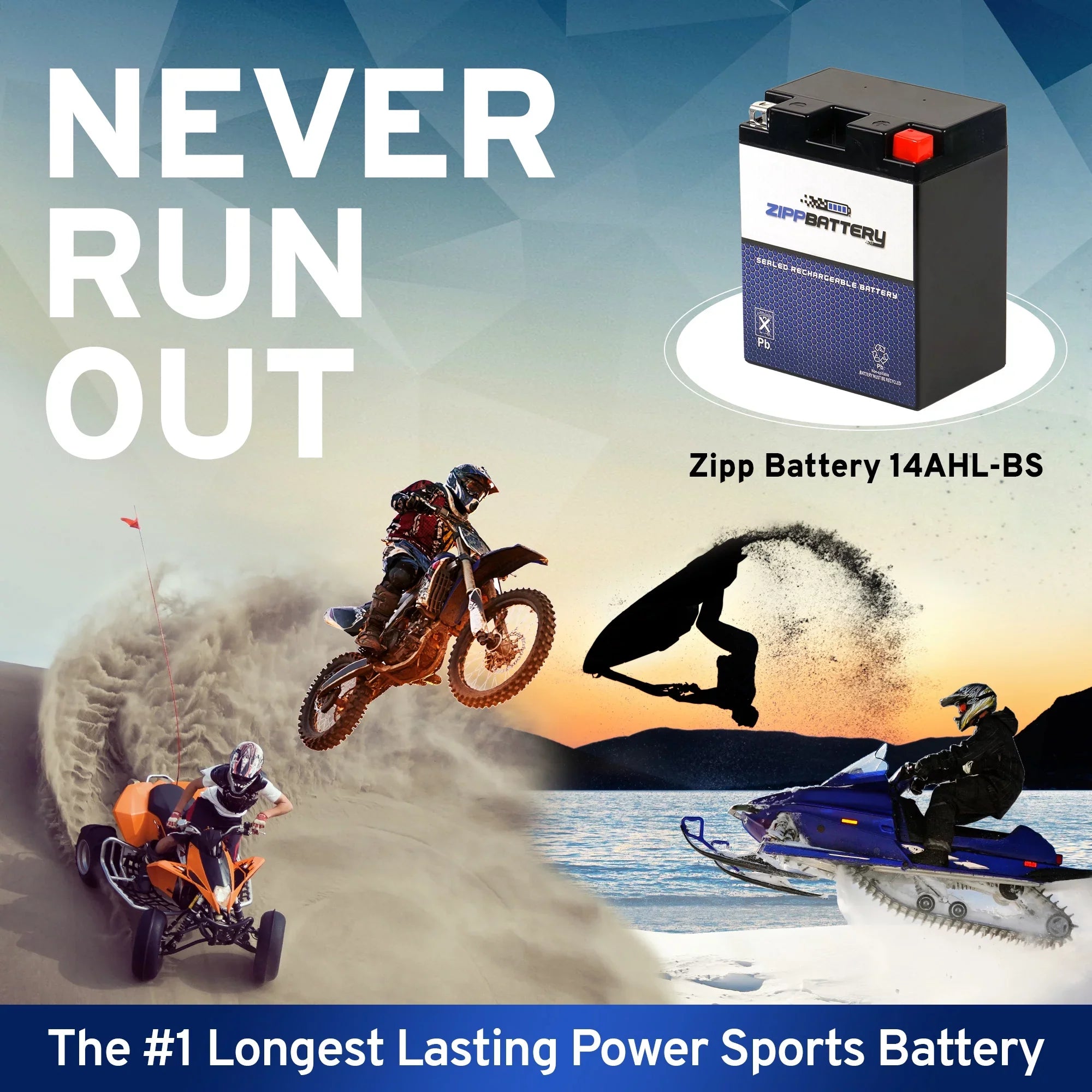 Zipp Battery YTX14AHL- (14AHL- 12 Volt,12 Ah, 210 ) Snowmobile Battery for Arctic Cat Jag Afs L/t 1993