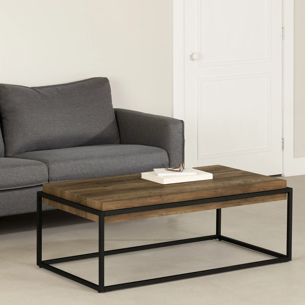 South Shore Mezzy, Urban Modern Industrial Coffee Table, Acacia Brown