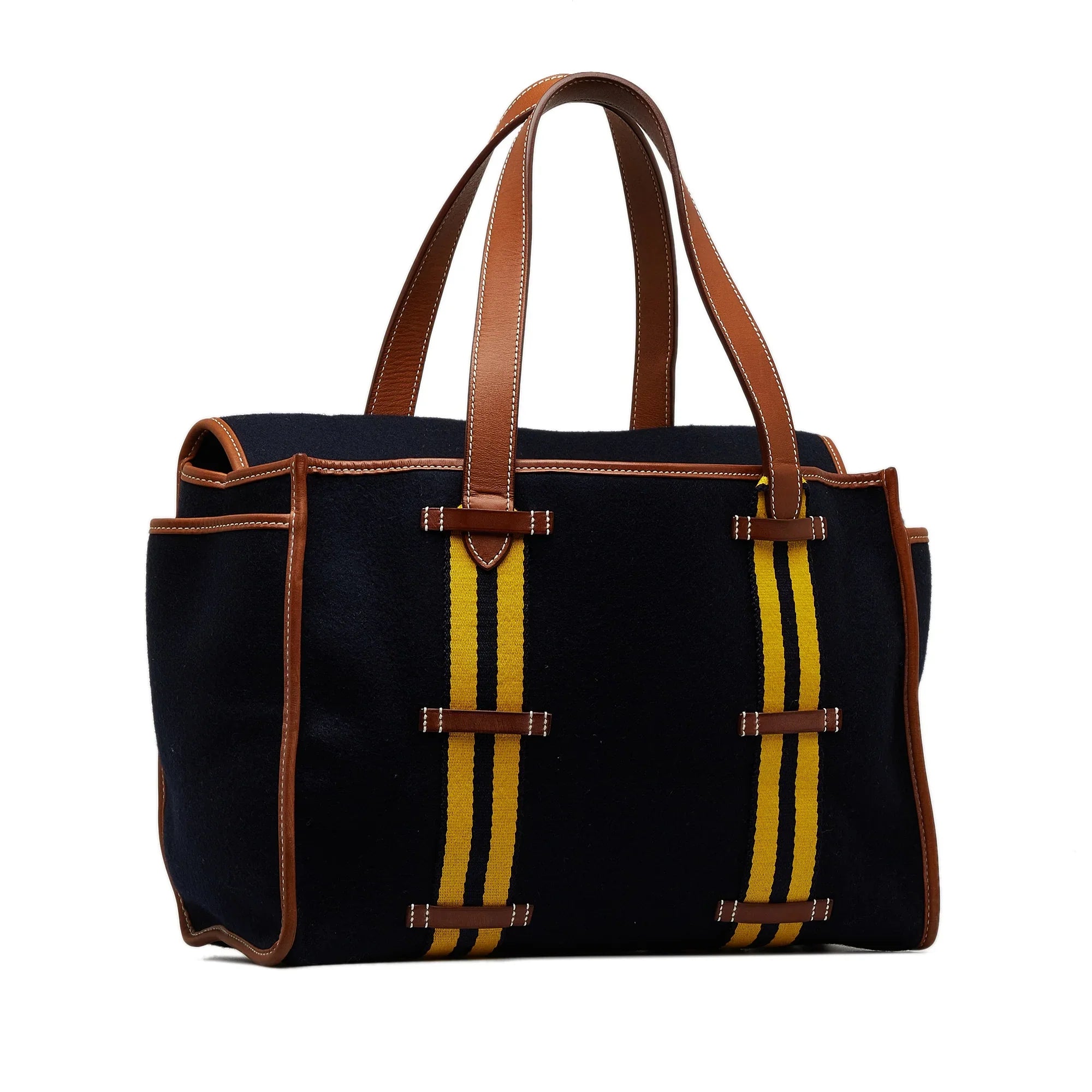 Pre-Owned Authenticated Hermès Cabas Camail Tote Bag Wool Fabric Blue Unisex (Good)