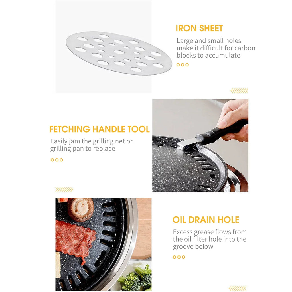 Multifunctional Round Smoker Grill with Grilled Net & Tray, Anself Grill Stove
