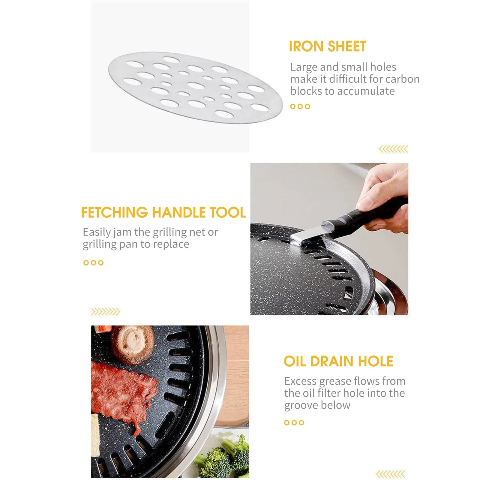 Multifunctional Round Smoker Grill with Grilled Net & Tray, Anself Grill Stove