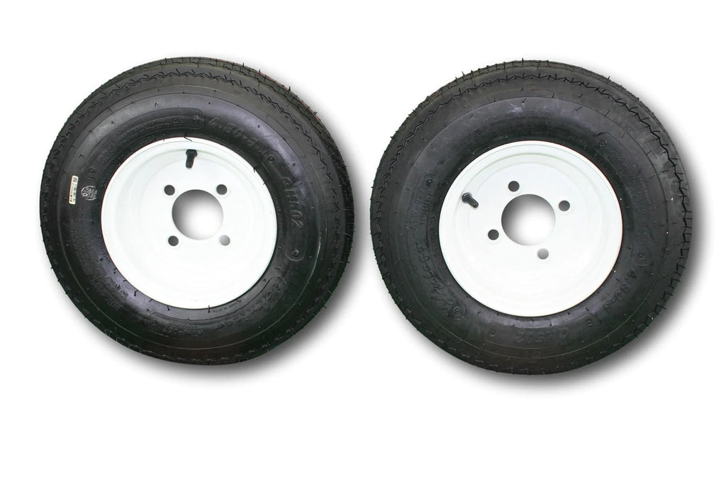Antego Tire and Wheel 2-Pack Antego Trailer Tire on Rim 480-8 4.80-8 Load C 4 Lug White Wheel