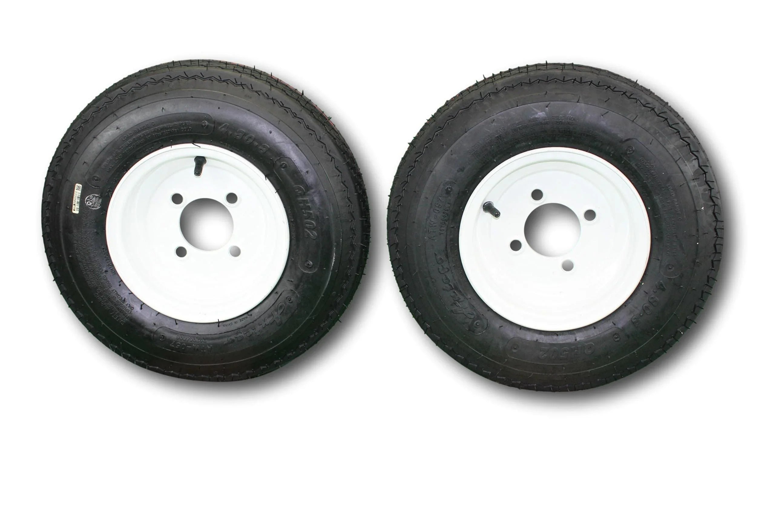 Antego Tire and Wheel 2-Pack Antego Trailer Tire on Rim 480-8 4.80-8 Load C 4 Lug White Wheel