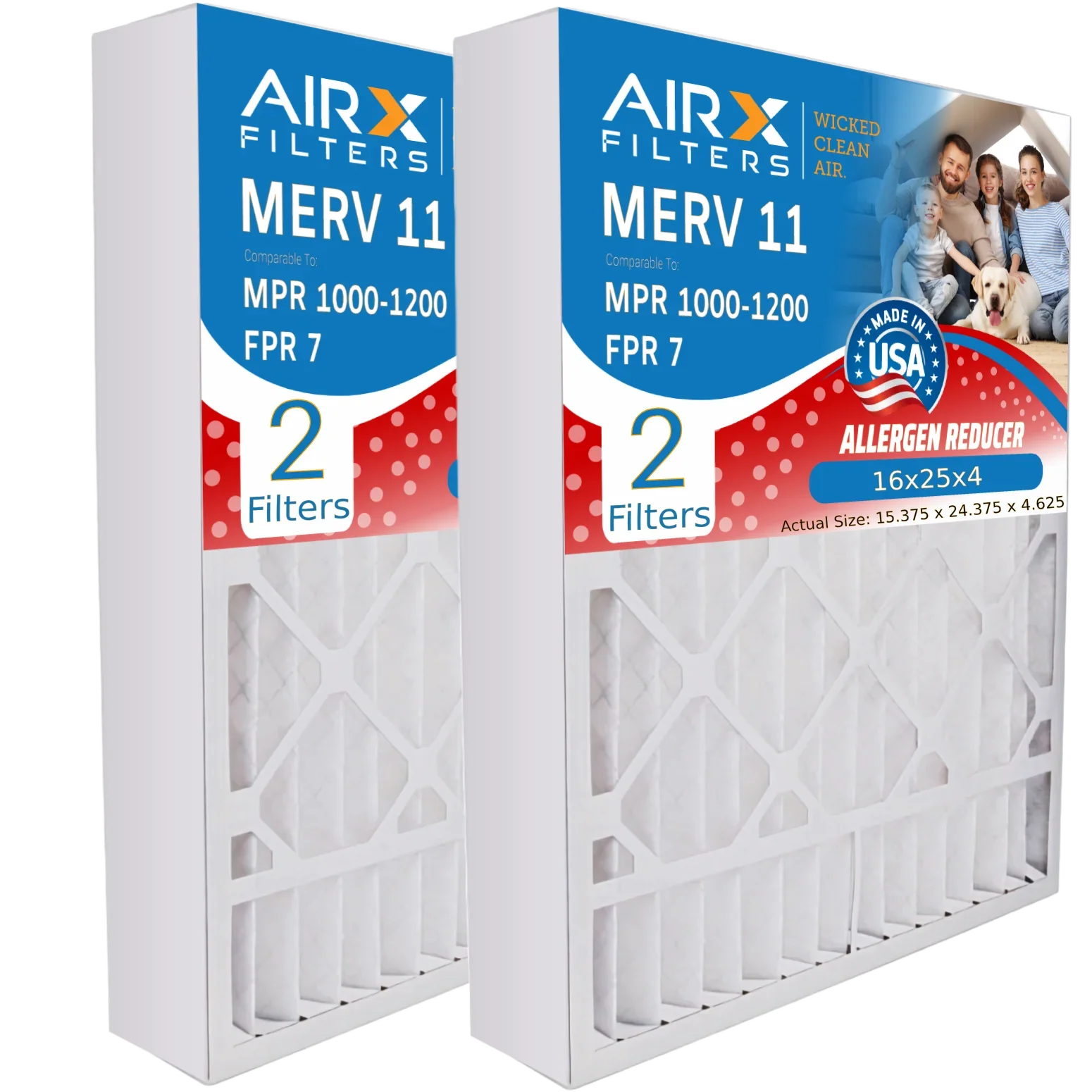 16x25x4 Air Filter  11 Comparable to  1000,  1200 &  7 Compatible with TopTech --1625 Premium  Made 16x25x4 Furnace Filter 2 Pack by     .