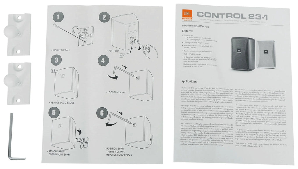 (8)  Control 23-1 White 3" Indoor/Outdoor 70v Commercial Wall Speakers + Amp
